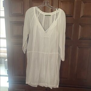 White V-Neck Tunic Dress